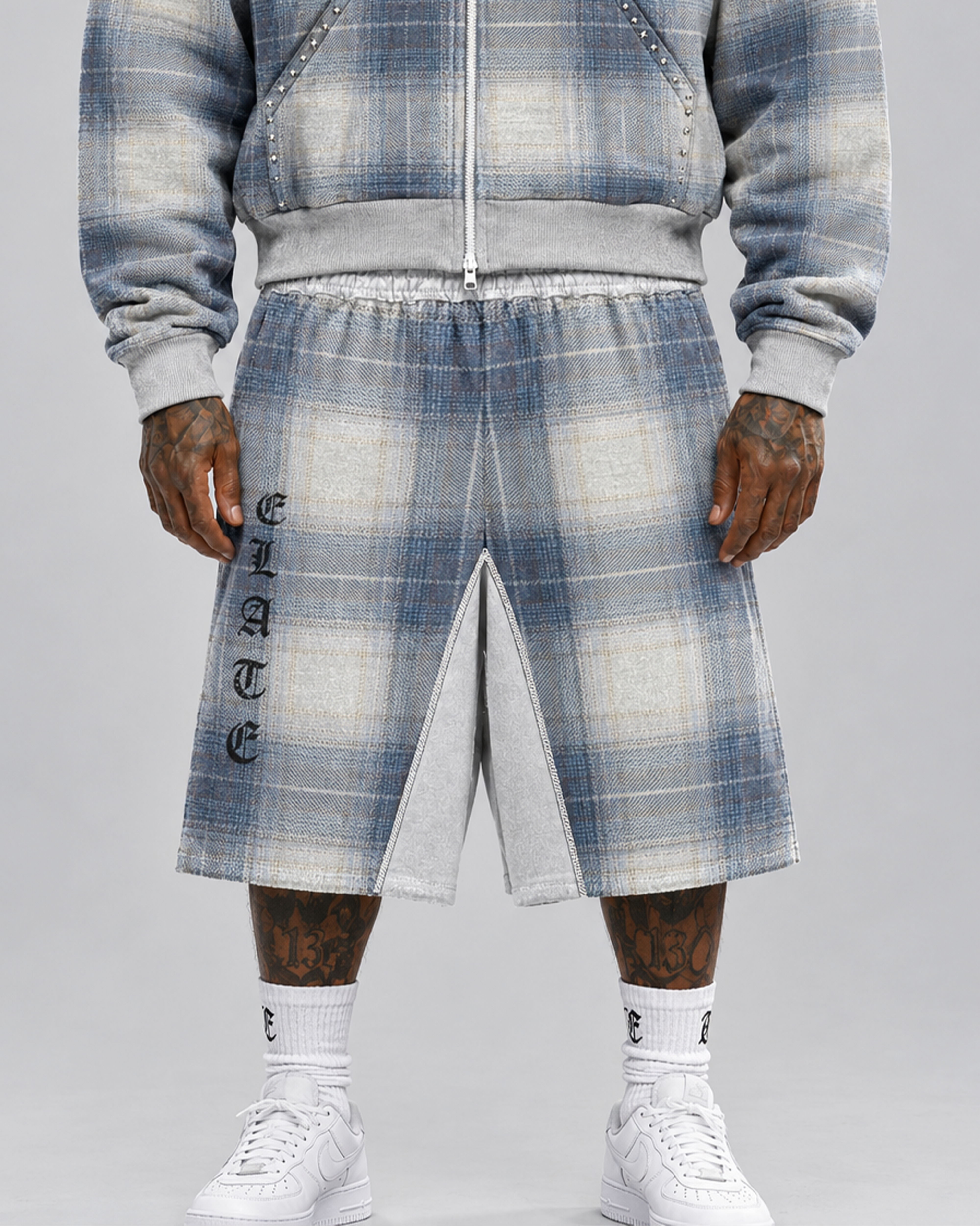 ELATE Shadow Plaid Set – Hoodie & Shorts